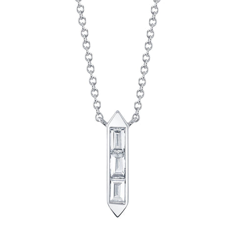 Bailey 14K White Gold 0.18 ct Diamond Baguette Cut Pendant Necklace