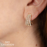 Shy Creation Jewelry - Bailey 14K White Gold 1.66 ct Diamond Pavé Huggie Earrings | Manfredi Jewels