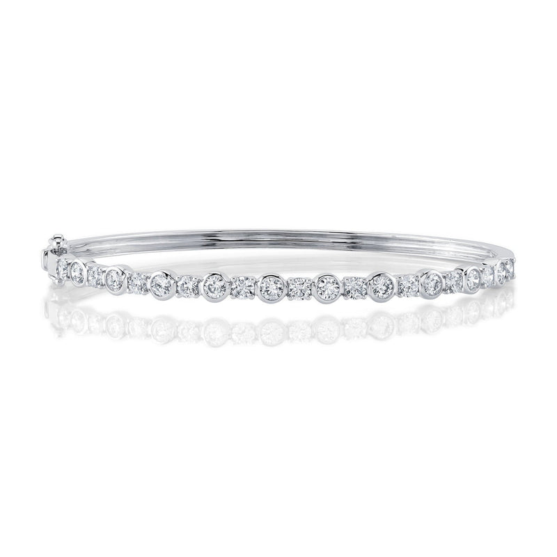 Shy Creation Jewelry - Bailey 14K White Gold 1.88 ct Diamond Bezel Bangle Bracelet | Manfredi Jewels