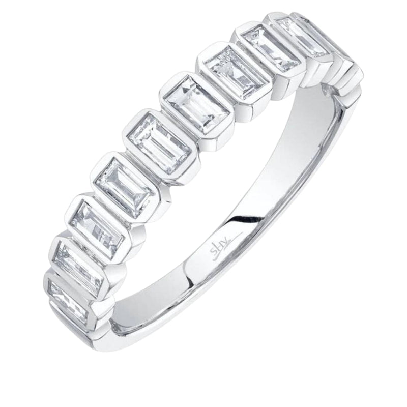 Shy Creation Jewelry - Bailey 14K White Gold Diamond Baguette Band | Manfredi Jewels