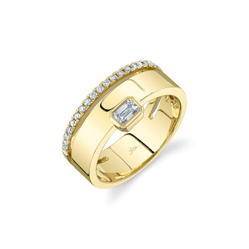 Shy Creation Jewelry - Bailey 14K Yellow Gold 0.39 ct Diamond Emerald Cut Band Ring | Manfredi Jewels