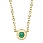 Shy Creation Jewelry - Bailey 14K Yellow Gold Center Emerald Bezel Necklace | Manfredi Jewels