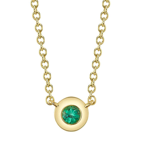 Bailey 14K Yellow Gold Center Emerald Bezel Necklace