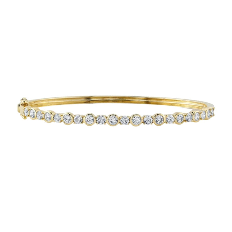 Shy Creation Jewelry - Bailey 14K Yellow Gold Diamond Bezel Bangle Bracelet | Manfredi Jewels