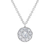 Shy Creation Jewelry - Bella Riva 14K White Gold 0.22 ct Center Diamond 0.28 ct Halo Pavé Cluster Necklace | Manfredi Jewels