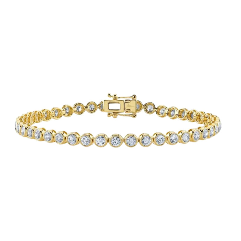 Shy Creation Jewelry - Diamond Bezel 14K Yellow Gold 3.53Ct Tennis Bracelet | Manfredi Jewels