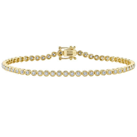 Diamond Bezel Tennis 14K Yellow Gold 1.51Ct Bracelet