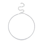 Shy Creation Jewelry - Diamond Crown Setting Tennis 14K White Gold 4.73Ct Necklace | Manfredi Jewels