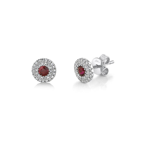 Eden 14K White Gold Ruby & Diamond Pavé Stud Earrings