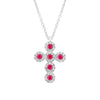 Shy Creation Jewelry - Eden 14K White Gold Ruby & Diamond Pavé Cross Necklace | Manfredi Jewels