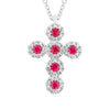 Shy Creation Jewelry - Eden 14K White Gold Ruby & Diamond Pavé Cross Necklace | Manfredi Jewels