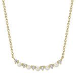 Shy Creation Jewelry - Jackie 14K Yellow Gold 0.12 ct Cultured Pearl & Diamond Necklace | Manfredi Jewels