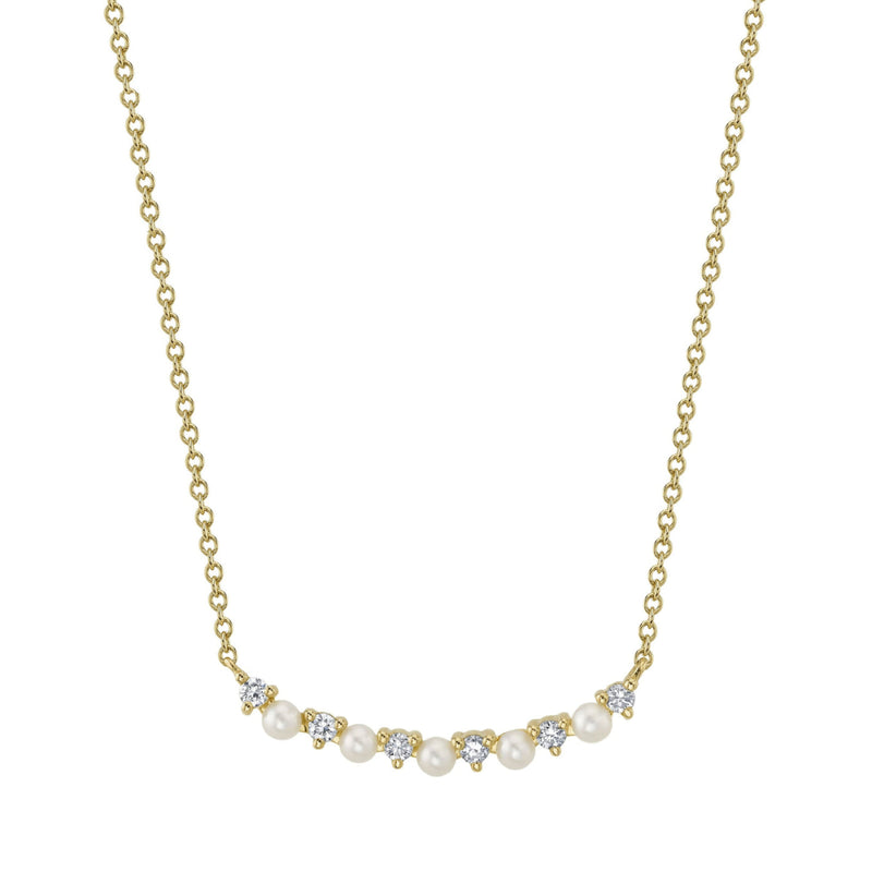 Shy Creation Jewelry - Jackie 14K Yellow Gold 0.12 ct Cultured Pearl & Diamond Necklace | Manfredi Jewels