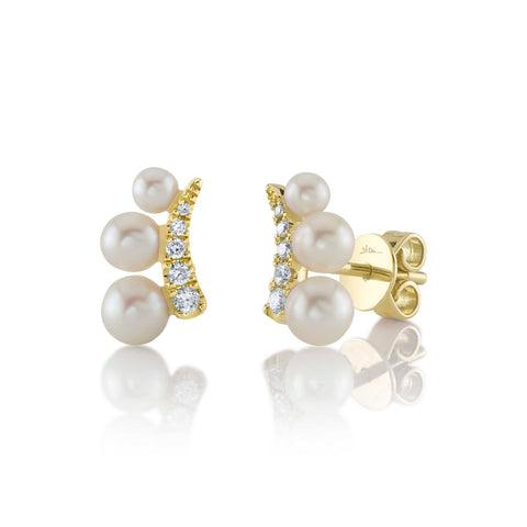 Jackie 14K Yellow Gold Cultured Pearl & Diamond Drop Stud Earrings
