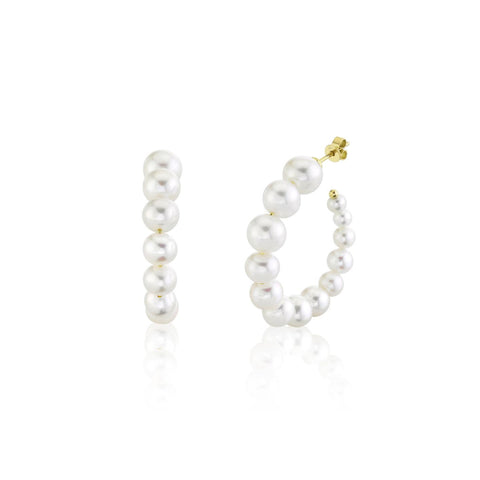 Jackie 14K Yellow Gold Cultured Pearl Hoop Earrings