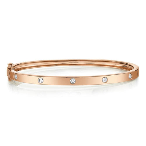 Shy Creation Jewelry - Kate 14K Rose Gold Diamond Bangle Bracelet | Manfredi Jewels