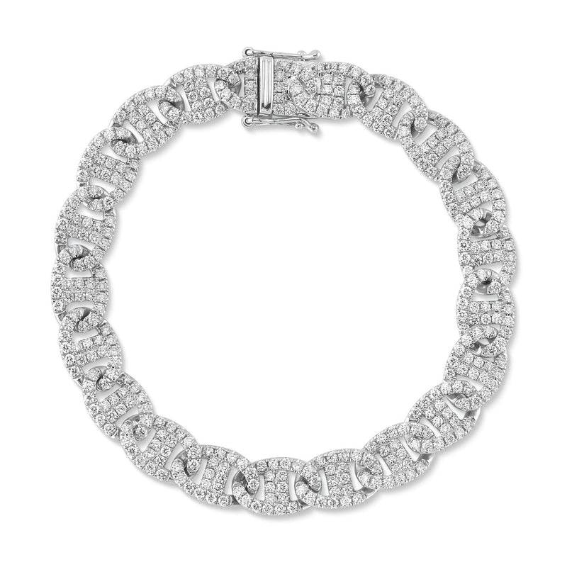 Shy Creation Bracelet - Kate 14K White Gold 4.05 Ct Diamond Pavé Link Bracelet | Manfredi Jewels