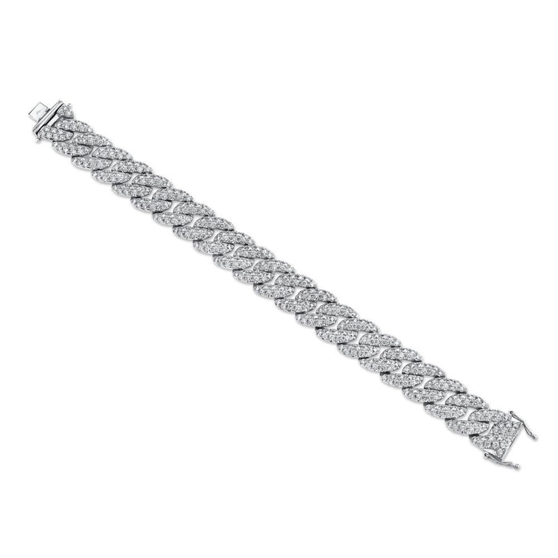 Shy Creation Bracelet - Kate 14K White Gold 8.33 Ct Diamond Pavé Chain Link Bracelet | Manfredi Jewels