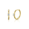 Shy Creation Jewelry - Kate 14k Yellow Gold Center Diamond Huggies Hoop Earring | Manfredi Jewels