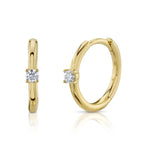 Shy Creation Jewelry - Kate 14k Yellow Gold Center Diamond Huggies Hoop Earring | Manfredi Jewels