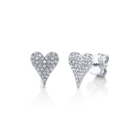 Kate 14K White Gold Diamond Pave Heart Stud Earrings