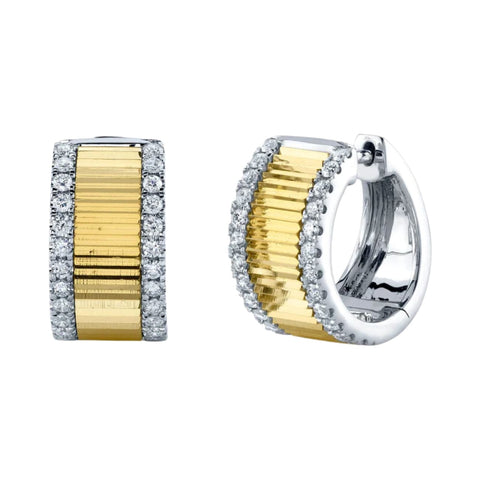 Kate 14K Yellow and White Gold Diamond Huggie Earrings