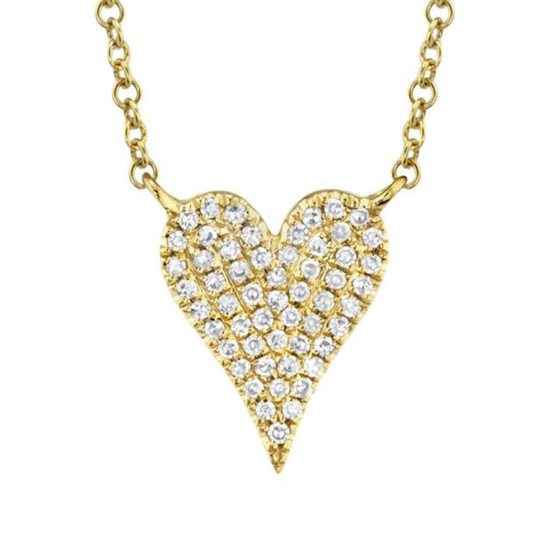 Shy Creation Jewelry - Kate 14K Yellow Gold 0.11 ct Diamond Pavé Small Heart Necklace | Manfredi Jewels