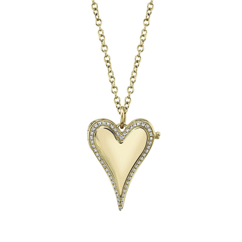 Shy Creation Jewelry - Kate 14K Yellow Gold 0.13 ct Diamond Accent Heart Locket Necklace | Manfredi Jewels