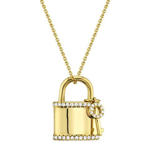 Kate 14K Yellow Gold 0.21 ct Lock& Key Diamond Pendant Necklace