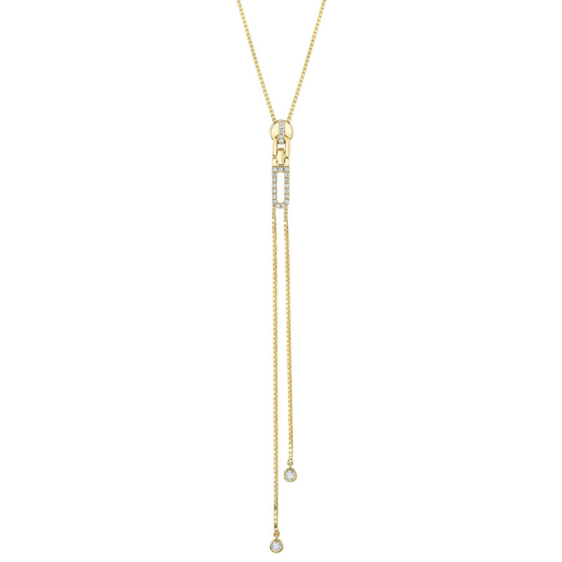 Shy Creation Jewelry - Kate 14K Yellow Gold 0.29 ct Diamond Bezel Zipper Bolo Necklace | Manfredi Jewels