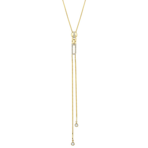 Kate 14K Yellow Gold 0.29 ct Diamond Bezel Zipper Bolo Necklace