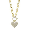 Shy Creation Jewelry - Kate 14K Yellow Gold 0.50 ct Diamond Pavé Heart on Paper Clip Link Chain Necklace | Manfredi Jewels