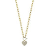 Shy Creation Jewelry - Kate 14K Yellow Gold 0.50 ct Diamond Pavé Heart on Paper Clip Link Chain Necklace | Manfredi Jewels