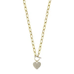 Shy Creation Jewelry - Kate 14K Yellow Gold 0.50 ct Diamond Pavé Heart on Paper Clip Link Chain Necklace | Manfredi Jewels