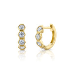 Shy Creation Jewelry - Kate 14K Yellow Gold 0.64 ct Hexagon Diamond Huggies Hoop Earrings | Manfredi Jewels