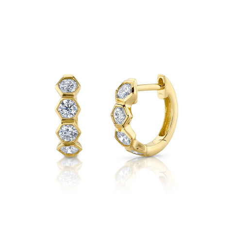 Kate 14K Yellow Gold 0.64 ct Hexagon Diamond Huggies Hoop Earrings