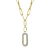 Shy Creation Jewelry - Kate 14K Yellow Gold 0.92 ct Diamond Pavé Oval Pendant on Paper Clip Link Chain Necklace | Manfredi Jewels