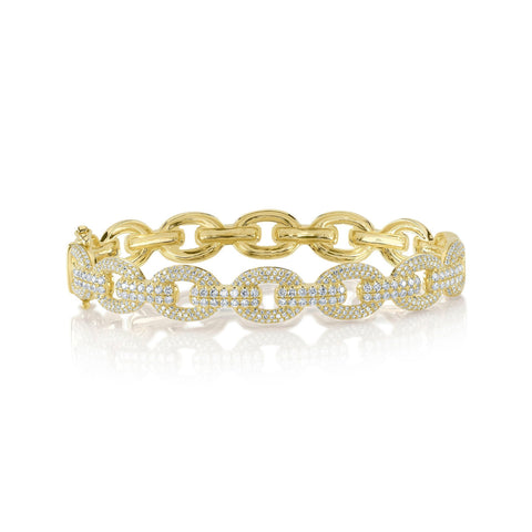 Kate 14K Yellow Gold 1.95 ct Diamond Pavé Bangle Chain Link Bracelet