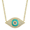 Shy Creation Jewelry - Kate 14K Yellow Gold Blue Sapphire & Composite Turuoise Diamond Pavé Evil Eye Necklace | Manfredi Jewels