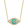 Shy Creation Jewelry - Kate 14K Yellow Gold Blue Sapphire & Composite Turuoise Diamond Pavé Evil Eye Necklace | Manfredi Jewels