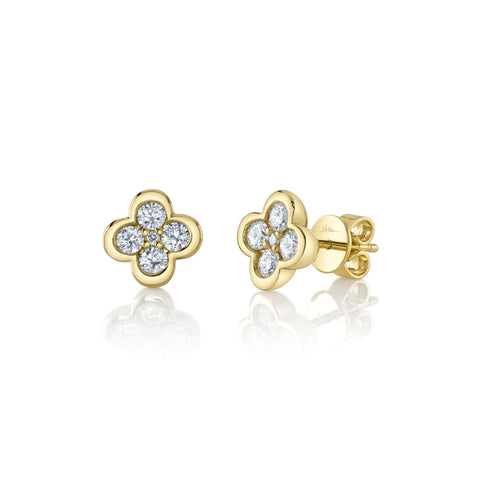 Kate 14K Yellow Gold 0.66 ct Clover Diamond Stud Earrings