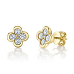 Shy Creation Jewelry - Kate 14K Yellow Gold Clover Diamond Stud Earrings | Manfredi Jewels