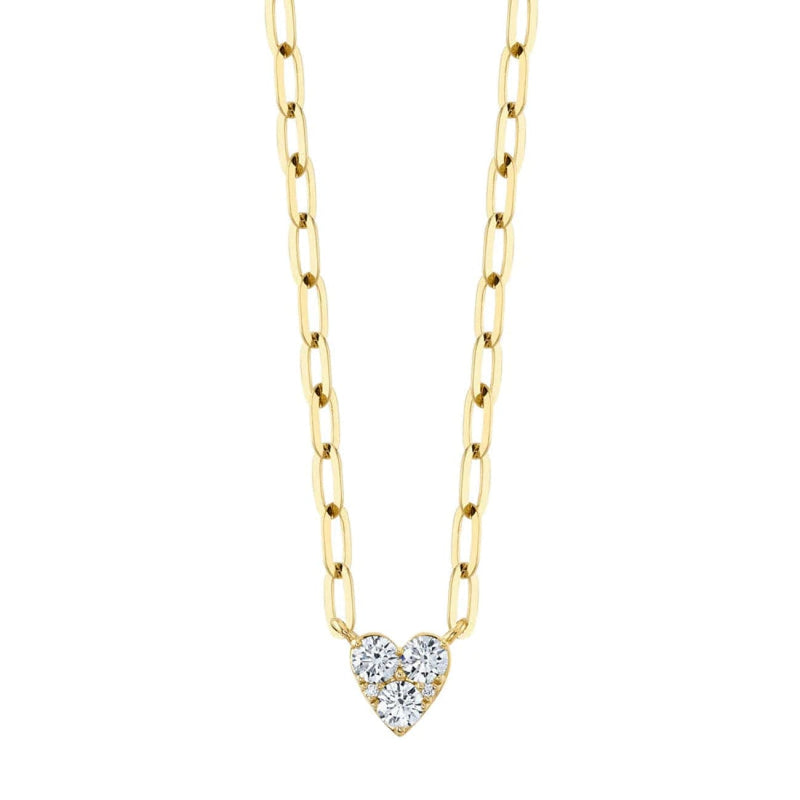 Shy Creation Jewelry - Kate 14K Yellow Gold Diamond Heart Paper Clip Link Necklace | Manfredi Jewels