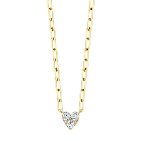 Kate 14K Yellow Gold Diamond Heart Paper Clip Link Necklace