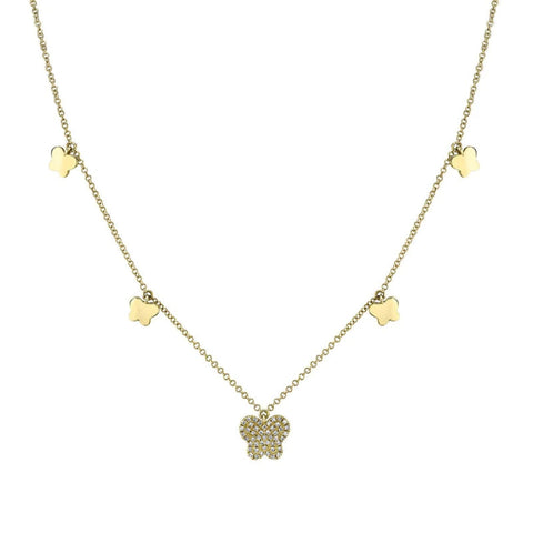 Kate 14K Yellow Gold Diamond Pave Butterfly Necklace