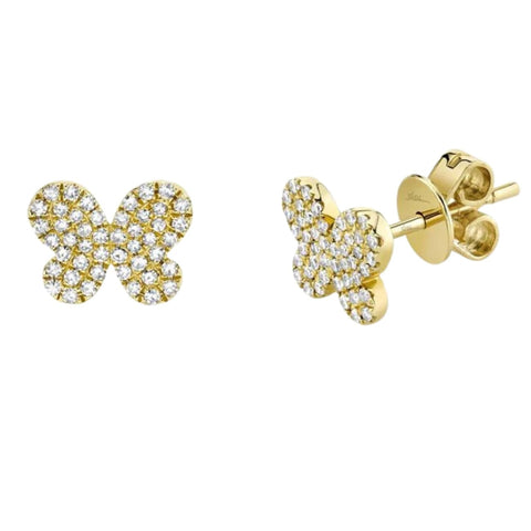 Kate 14K Yellow Gold Diamond Pave Butterfly Stud Earrings
