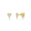 Shy Creation Jewelry - Kate 14K Yellow Gold Diamond Pave Heart Stud Earrings | Manfredi Jewels