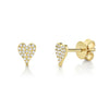 Shy Creation Jewelry - Kate 14K Yellow Gold Diamond Pave Heart Stud Earrings | Manfredi Jewels