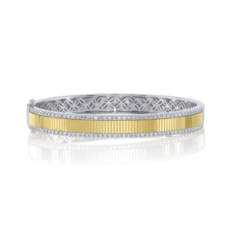 Shy Creation Jewelry - Kate 14K Yellow & White Gold 1.06 ct Diamond Bangle Bracelet | Manfredi Jewels