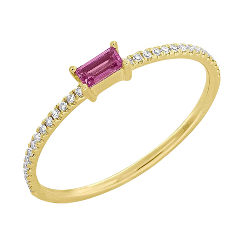 Shy Creation Jewelry - Pink Sapphire 14K Yellow Gold 0.08Ct Diamond & 0.17Ct Ring | Manfredi Jewels